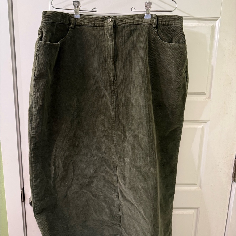 Vintage‎ Forest Green Corduroy Skirt Size XL